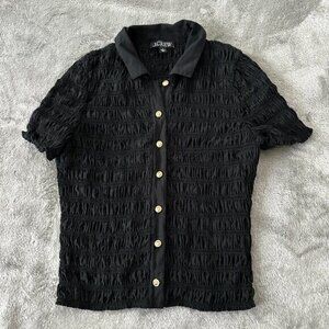J. Crew Black Textured Blouse